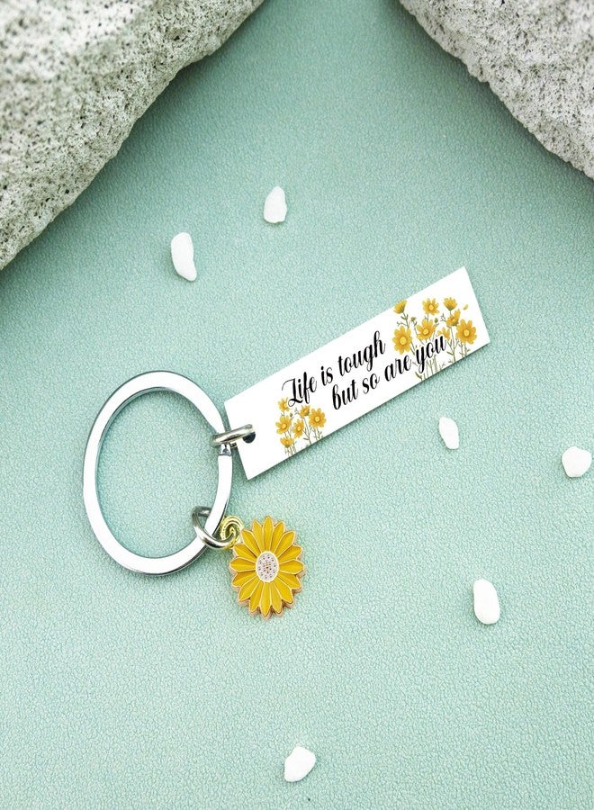 AOBIURV Sunflower Gifts for Women Sunflowers Gifts for Women Adults Inspirational Sunflower Keychain for Her Motivational Encouragement Positive Cheer Up Gift for Friends Families Coworkers - Image 2